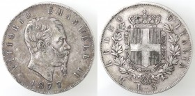 Vittorio Emanuele II. 1861-1878. 5 Lire 1877 Roma. Ag.