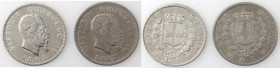 Vittorio Emanuele II. 1861-1878. Lotto di 2 monete. Lire 1863 e 1867 Milano. Ag.