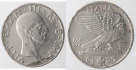 Vittorio Emanuele III. 1900-1943. 50 Centesimi Impero 1936 Anno XIV Impero. Ni.
