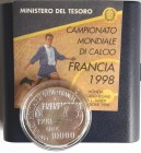 Repubblica Italiana. 10000 lire celebrative del Campionato Mondiale di Calcio Francia 1998. Ag.