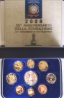 Repubblica Italiana. Serie divisionale 2008. 9 Valori. Metalli vari. Con moneta da 5 euro in Ag