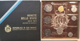 San Marino. Serie divisionale annuale 1973 Pace. Gig. 231. Con moneta da 500 lire in Ag.