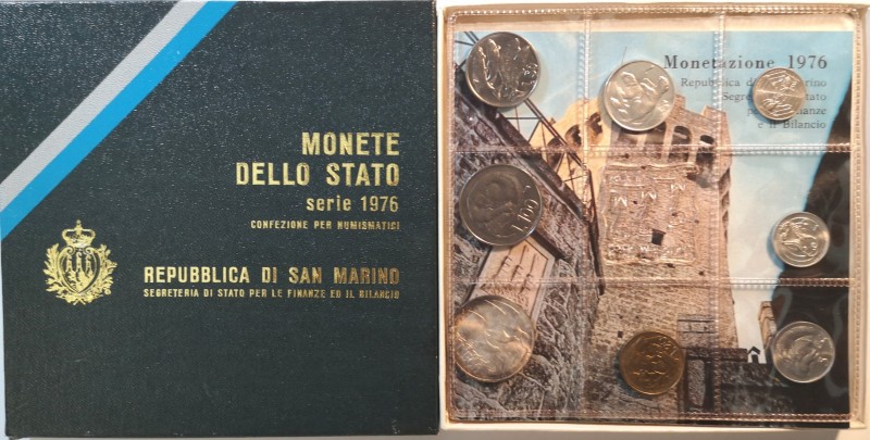 San Marino. Serie divisionale annuale 1976 Sicurezza Sociale. Con moneta da 500 ...