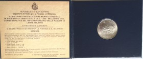 San Marino. 1000 lire 1978 150° Anniversario della nascita di Tolstoj. Ag.