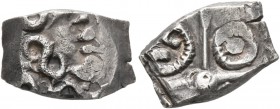 CELTIC, Southern Gaul. Ruteni . Circa 118-76/4 BC. Quinarius (Silver, 14 mm, 2.20 g). Devolved head to left. Rev. Cross with pellet-in-annulet in firs...