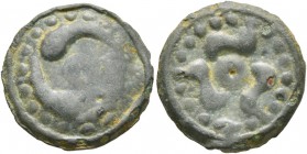 CELTIC, Central Gaul. Lingones . Circa 1st Century BC. Cast unit (Potin, 18 mm, 3.36 g). Three horn-shaped ornaments revolving around central pellet. ...
