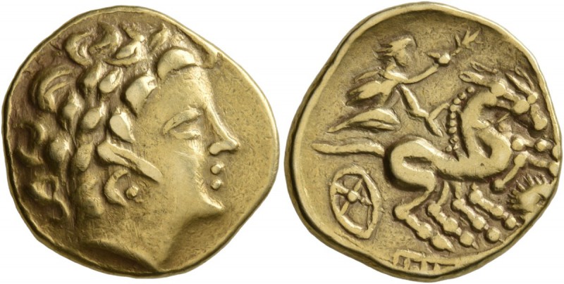 CELTIC, Northwest Gaul. "Armoricans" . 3rd Century BC. Stater (Gold, 21 mm, 7.56...