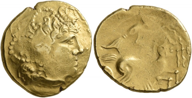 CELTIC, Northwest Gaul. Andecavi . Circa 100-50 BC. Stater (Gold, 21 mm, 7.52 g,...