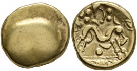 CELTIC, Northeast Gaul. Ambiani . Circa 60-50 BC. Stater (Gold, 16 mm, 6.18 g), Gallo-Belgic E-Type. Blank convex surface, with traces of design aroun...