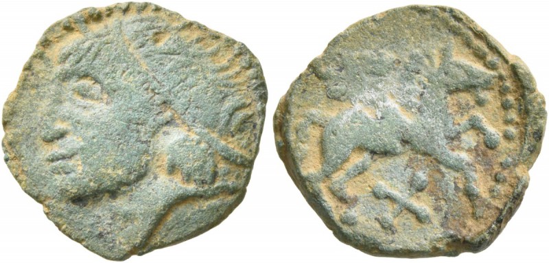 CELTIC, Northeast Gaul. Ambiani . Circa 60-30 BC. Cast unit (Bronze, 17 mm, 2.38...