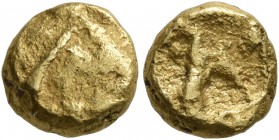 CELTIC, Northeast Gaul. Morini . 58-50 BC. 1/4 Stater (Gold, 9 mm, 1.92 g). Irregular bulge. Rev. Two lines. D&T 249. Scheers, TC 297, 13 / Pl. V, 114...