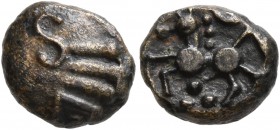 CELTIC, Northeast Gaul. Remi . 2nd-1st century BC. 1/4 Stater (Bronze, 10 mm, 1.39 g). Four parallel lines, last one L; to left, S. Rev. Horse prancin...