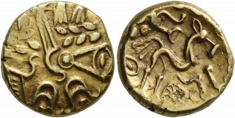 CELTIC, Northeast Gaul. Suessiones . Early 1st Century BC. Stater (Gold, 17 mm, ...