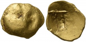 CELTIC, Central Europe. Boii . 1st century BC. 1/8 Stater (Gold, 10 mm, 0.93 g), late Athena-Alkis-series. Flat irregular bulge. Rev. T within irregul...