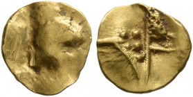 CELTIC, Central Europe. Boii . 1st century BC. 1/24 Stater (Gold, 8 mm, 0.26 g), latest Athena-Alkis-series. Flat irregular bulge. Rev. Irregular desi...