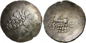 CELTIC, Central Europe. Helvetii . Late 2nd - early 1st Century BC. Scyphate Stater (Electrum, 24.5 mm, 4.28 g, 9 h). Celticized laureate head of Apol...