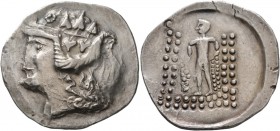 CELTIC, Lower Danube. Imitations of Thasos . Late 2nd-1st Century BC. Tetradrachm (Silver, 35 mm, 16.07 g, 1 h). Celticized head of Dionysos to left, ...