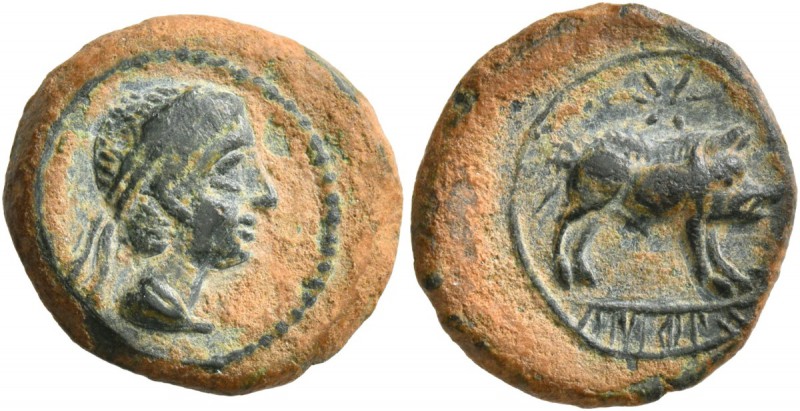SPAIN. Castulo . Circa mid 2nd century BC. Quadrans (Bronze, 16 mm, 3.33 g, 2 h)...