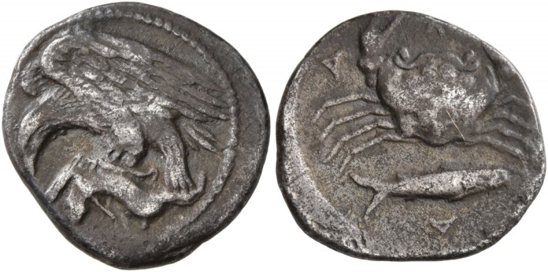 SICILY. Akragas . Circa 420-410 BC. Hemidrachm (Silver, 16 mm, 1.99 g, 6 h). Eag...