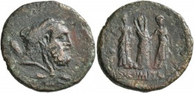SICILY. Himera (as Thermai Himerensis) . After 252 BC. Hemilitron (Bronze, 23 mm, 6.72 g, 6 h). Head of Herakles to right, wearing lion skin headress;...