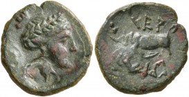 TAURIC CHERSONESOS. Chersonesos . Circa 190-180 BC. Bronze (17 mm, 3.00 g, 11 h), Heroida..., magistrate. Laureate head of Artemis to right, bow and q...