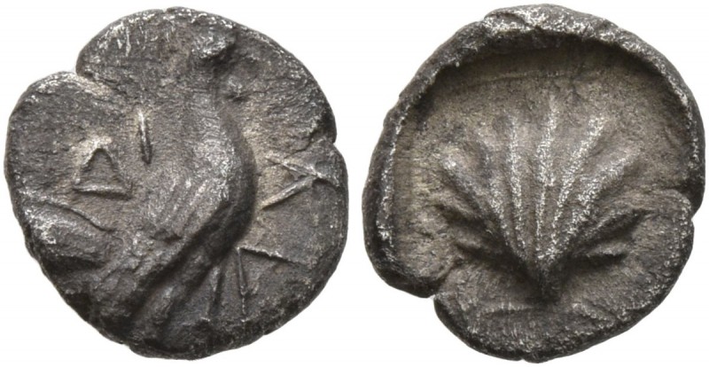 THRACE. Dikaia . Circa 450-400 BC. Obol (Silver, 8 mm, 0.62 g, 6 h). ΔΙ-ΚΑ Roost...