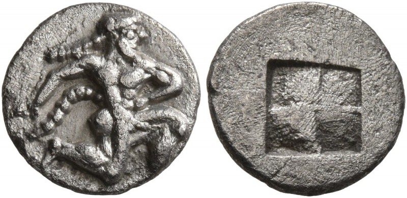 ISLANDS OFF THRACE, Thasos. Circa 500-480 BC. Diobol (Silver, 11 mm, 0.94 g). Sa...
