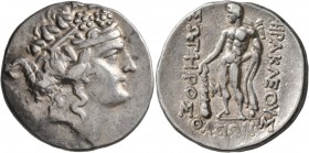 ISLANDS OFF THRACE, Thasos. After 146 BC. Tetradrachm (Silver, 31 mm, 16.80 g, 11 h). Head of youthful Dionysos to right, wearing ivy wreath and taeni...