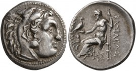KINGS OF THRACE. Lysimachos, 305-281 BC. Drachm (Silver, 17 mm, 4.32 g, 12 h), Colophon, 297/6. Head of Herakles to right, wearing lion skin headdress...
