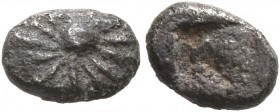 THRACO-MACEDONIAN REGION. Uncertain . Late 6th Century BC. 1/16 Stater (Silver, 8 mm, 0.49 g). Lines radiating from central globule (stylized crab?). ...