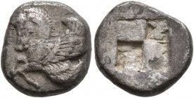 THRACO-MACEDONIAN REGION. Uncertain . Circa 480-450 BC. Hemidrachm (Silver, 13 mm, 2.42 g). Forepart of Pegasus with curved wing to left. Rev. Quadrip...