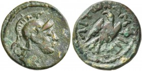 MACEDON. Amphipolis . Circa 148-32/1 BC. Chalkous (Bronze, 15 mm, 2.74 g, 9 h). Helmeted head of Athena to right. Rev. ΑΜΦΙΠΟ-ΛΙΤΩΝ Eagle standing rig...