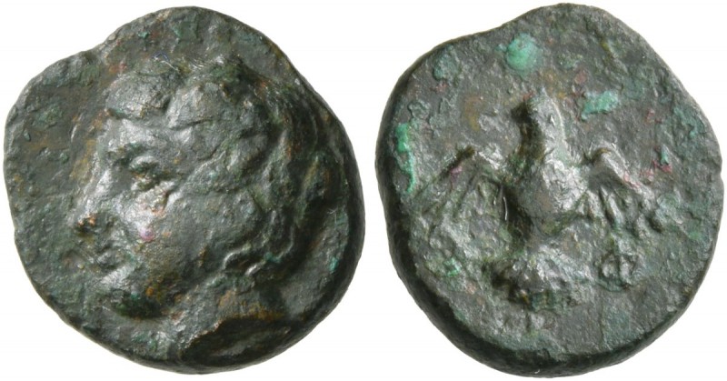 MACEDON. Aphytis . Circa 400-350 BC. Chalkous (Bronze, 12 mm, 1.41 g, 1 h). Head...