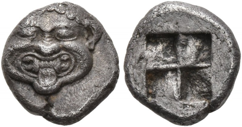 MACEDON. Neapolis . Circa 500-480 BC. Obol (Silver, 10 mm, 0.90 g). Facing head ...