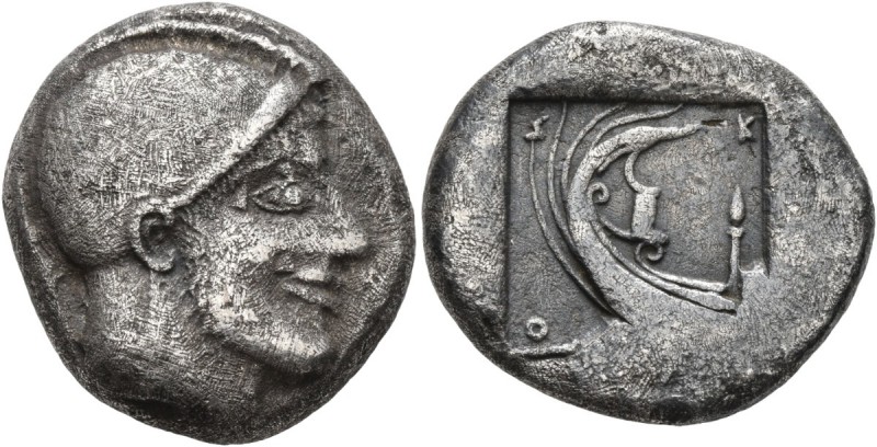 MACEDON. Skione . Circa 480-470 BC. Tetradrachm (Silver, 24 mm, 15.92 g, 3 h). H...