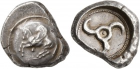 DYNASTS OF LYCIA. Uncertain dynast, circa 480/70-430 BC. Stater (Silver, 22 mm, 9.77 g). Pegasos flying left; pellet below; all on raised round shield...
