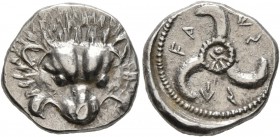 DYNASTS OF LYCIA. Vekhssere II, circa 410-390/80 BC. 1/3 Stater (Silver, 15 mm, 3.05 g). Facing lion's scalp. Rev. 