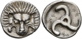 DYNASTS OF LYCIA. Perikles, circa 380-360 BC. 1/3 Stater (Silver, 15 mm, 2.77 g), Limyra. Facing lion's scalp. Rev. 
