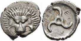 DYNASTS OF LYCIA. Perikles, circa 380-360 BC. 1/3 Stater (Silver, 19 mm, 2.78 g), Limyra. Facing lion's scalp. Rev. 
