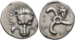 DYNASTS OF LYCIA. Perikles, circa 380-360 BC. 1/3 Stater (Silver, 17 mm, 3.07 g). Facing lion's scalp. Rev. 