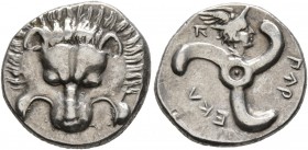DYNASTS OF LYCIA. Perikles, circa 380-360 BC. 1/3 Stater (Silver, 16 mm, 2.97 g). Facing lion's scalp. Rev. 