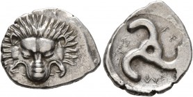 DYNASTS OF LYCIA. Perikles, circa 380-360 BC. 1/3 Stater (Silver, 18 mm, 2.77 g), Limyra. Facing lion's scalp. Rev. 