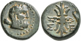 PISIDIA. Selge . 2nd-1st century BC. Chalkous (?) (Bronze, 14 mm, 3.13 g). Bust of Herakles to right, club over left shoulder. Rev. Σ-E[Λ] Thunderbolt...