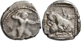 CYPRUS. Kition . Baalmelek II, circa 425-400 BC. Stater (Silver, 23 mm, 11.00 g, 4 h). Herakles in fighting stance to right, wearing lion skin, holdin...