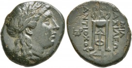 SELEUKID KINGS OF SYRIA. Antiochos II Theos, 261-246 BC. Bronze (18 mm, 4.02 g, 12 h), Sardes. Laureate head of Apollo to right. Rev. ΒΑΣΙΛΕΩΣ ΑΝΤΙΟΧΟ...