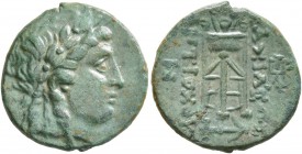 SELEUKID KINGS OF SYRIA. Antiochos II Theos, 261-246 BC. Bronze (18 mm, 3.79 g, 12 h), Sardes. Laureate head of Apollo to right. Rev. ΒΑΣΙΛΕΩΣ ΑΝΤΙΟΧΟ...