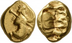 PERSIA, Achaemenid Empire. Time of Darios I to Xerxes II, circa 485-420 BC. Daric (Gold, 17 mm, 8.30 g), Sardes. Persian king or hero in kneeling/runn...