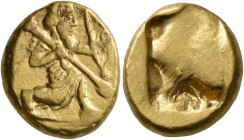 PERSIA, Achaemenid Empire. Time of Darios I to Xerxes II, circa 485-420 BC. Daric (Gold, 17 mm, 8.28 g), Sardes. Persian king or hero in kneeling/runn...