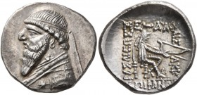 KINGS OF PARTHIA. Mithradates II, 121-91 BC. Drachm (Silver, 20 mm, 4.27 g, 1 h), Ekbatana, circa 120/19-109. Diademed bust of Mithradates II to left,...