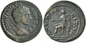 MACEDON. Amphipolis . Elagabalus, 218-222. Diassarion (Bronze, 22 mm, 7.88 g, 7 h). AV K M AVP ANTΩNINO CЄV Laurate head of Elagabalus to right. Rev. ...